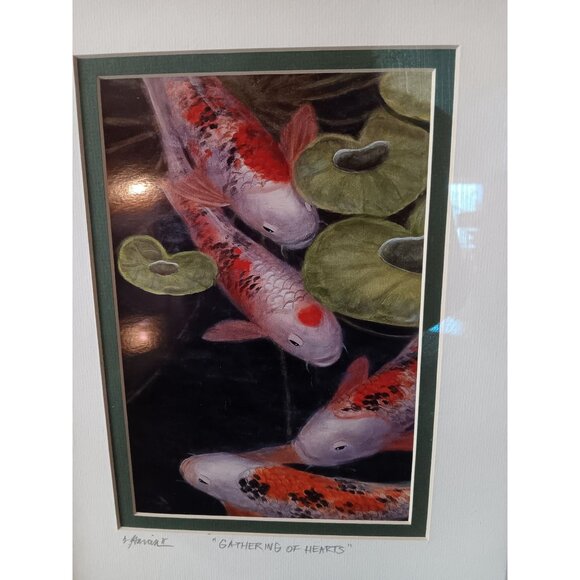 Set of 2 Koi Fish Prints by S. Ammar – Lotus Attraction & Gathering of Hearts - Picture 2 of 9